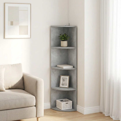Corner Shelf 4-Tier 31.5 x 31 x 130 cm Engineered Wood Concrete grey