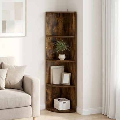 Corner Shelf 4-Tier 31.5 x 31 x 130 cm Engineered Wood Smoked oak
