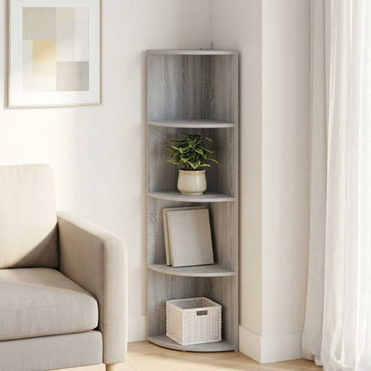 Corner Shelf 4-Tier 31.5 x 31 x 130 cm Engineered Wood Grey sonoma