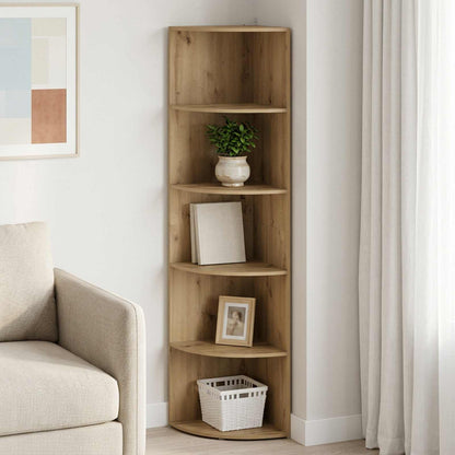 Corner Shelf 5-Tier 41.5 x 41.5 x 178 cm Engineered Wood Artisan oak