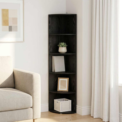 Corner Shelf 4-Tier 41.5 x 41.5 x 143 cm Engineered Wood Black oak