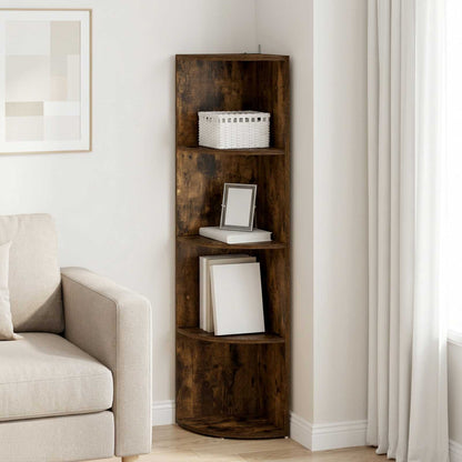 Corner Shelf 4-Tier 41.5 x 41.5 x 143 cm Engineered Wood Smoked oak