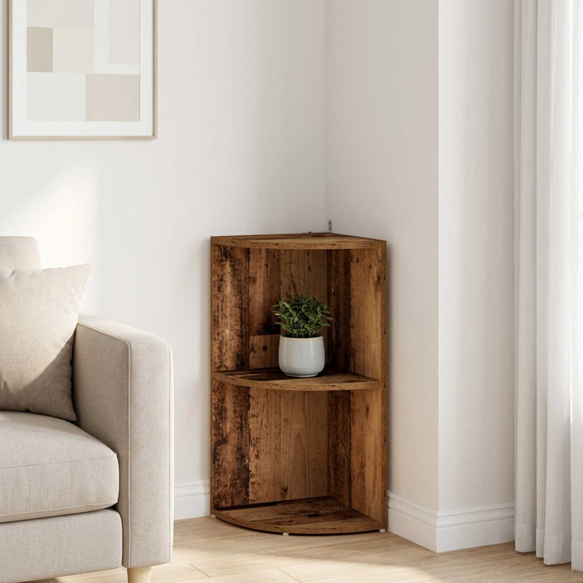 Corner Shelf 2-Tier 41.5 x 41.5 x 72 cm Engineered Wood Old wood