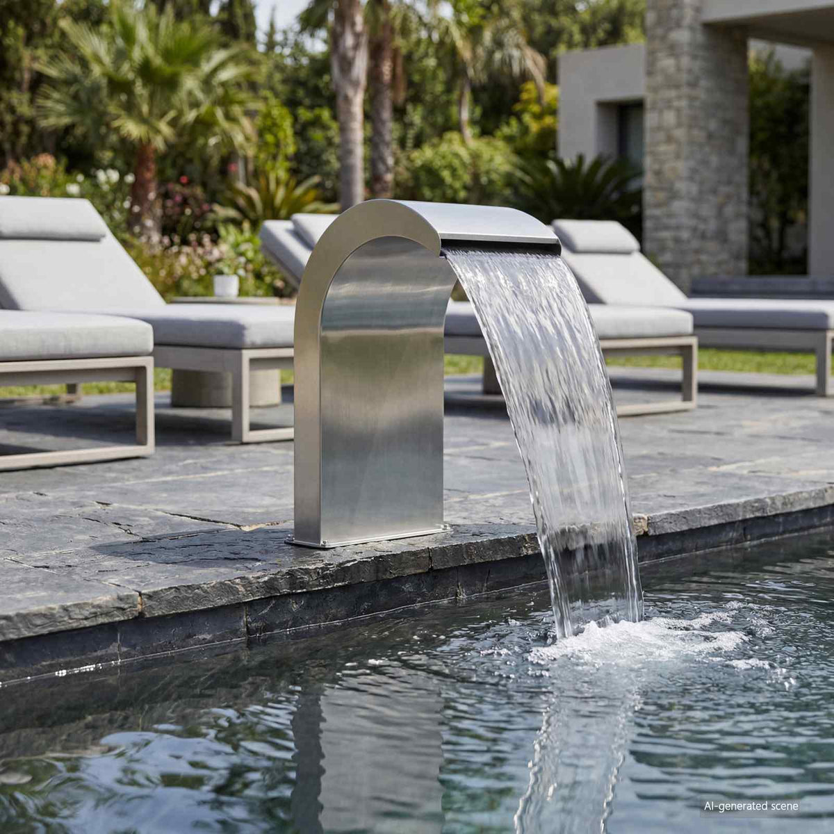 Pool Fountain Stainless Steel 45x30x65 cm Silver with LED