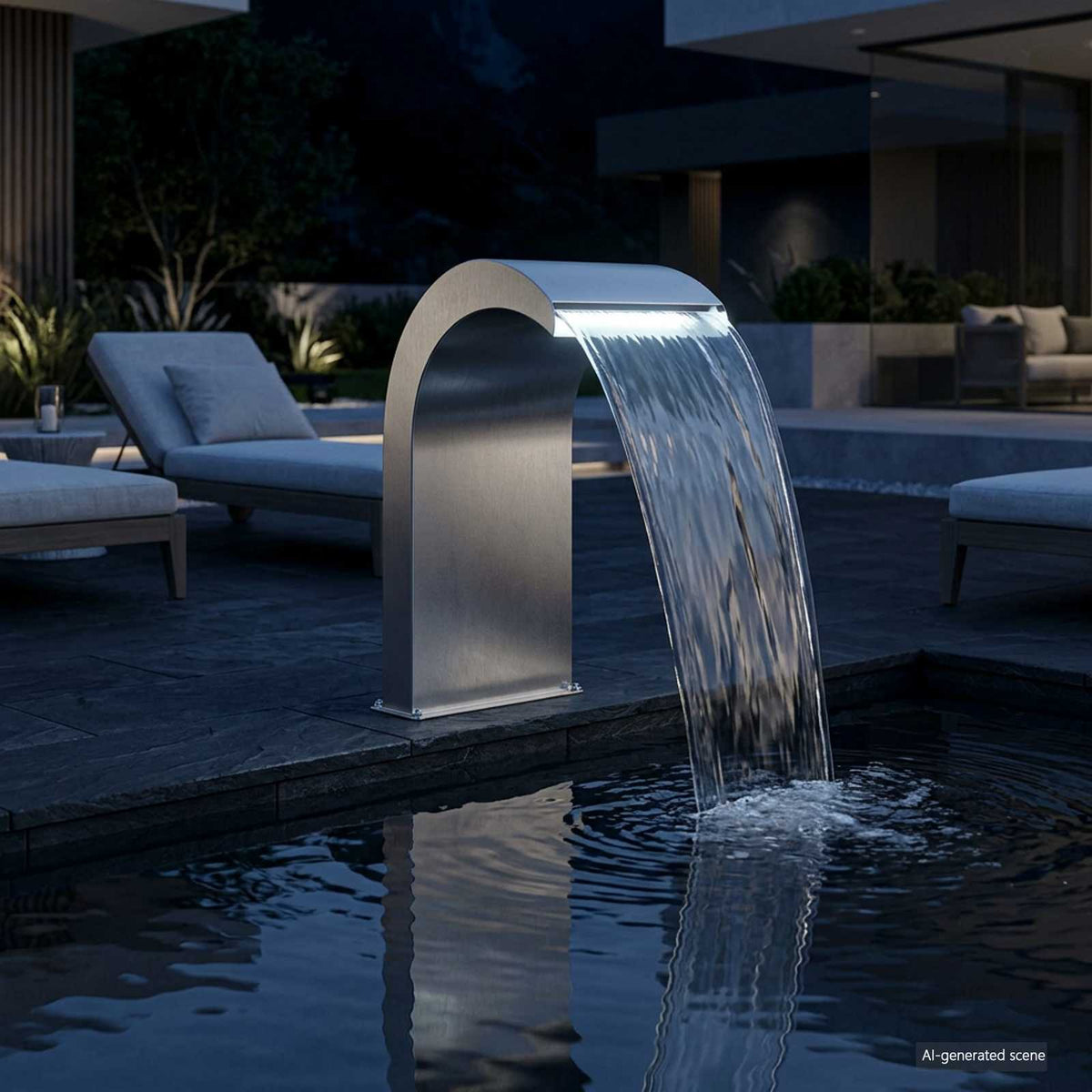 Pool Fountain Stainless Steel 45x30x65 cm Silver with LED