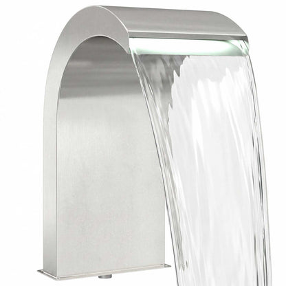 Pool Fountain Stainless Steel 45x30x65 cm Silver with LED