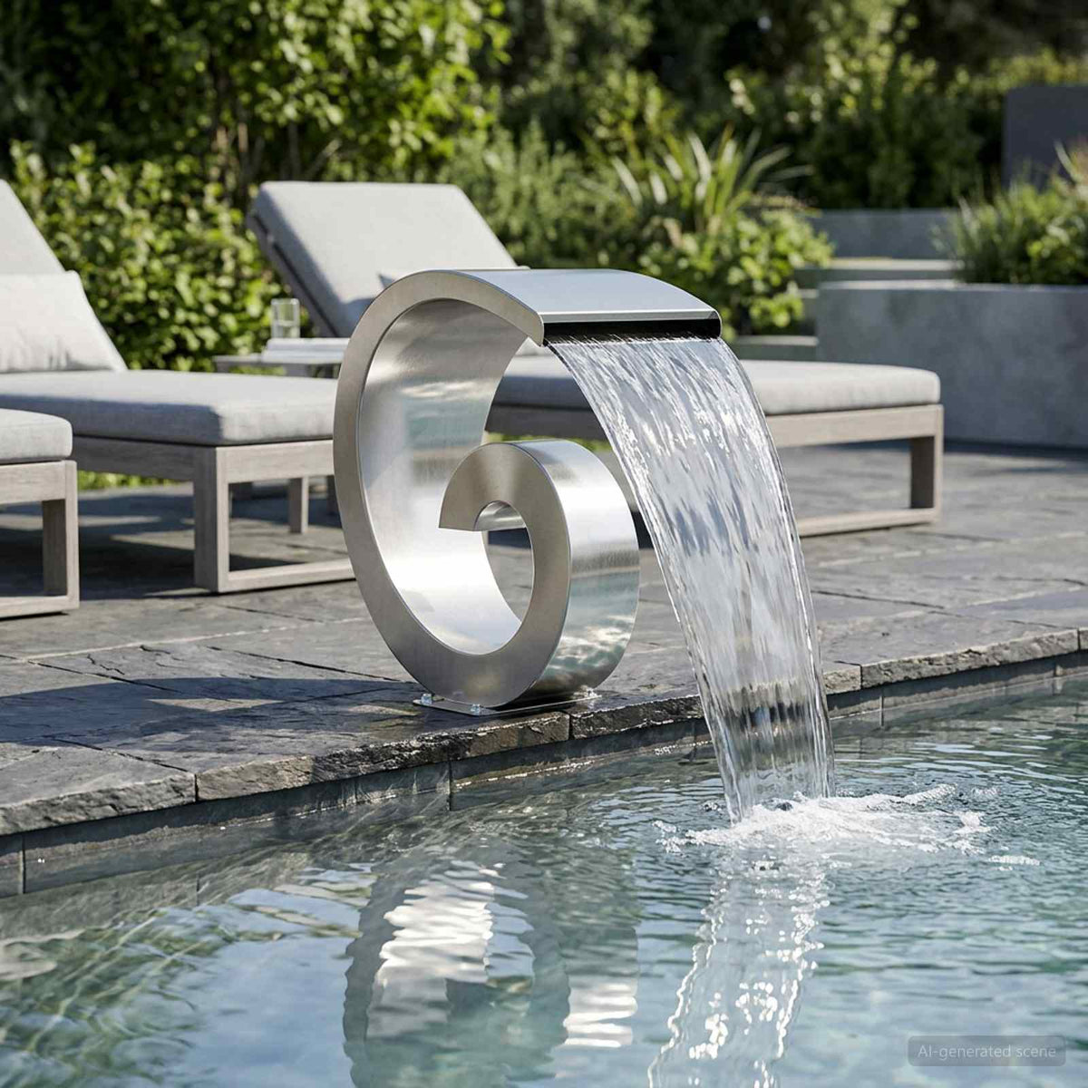 vidaXL Pool Waterfall with LED Stainless Steel 304 50 x 30 x 53 cm 1