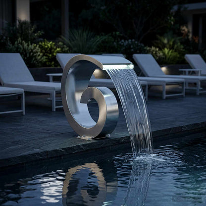 vidaXL Pool Waterfall with LED Stainless Steel 304 50 x 30 x 53 cm 3