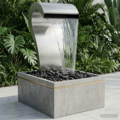 vidaXL Garden Waterfall Stainless Steel 304 54.5 x 34 x 83 cm Silver 1