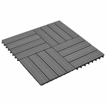 Decking Tile 30 x 30 cm WPC 22 pcs Grey Stripe