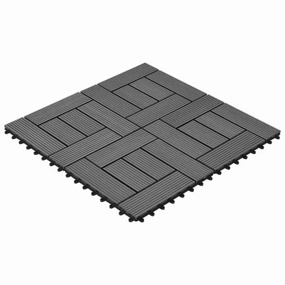 Decking Tile 30 x 30 cm WPC 22 pcs Grey Crosshatch