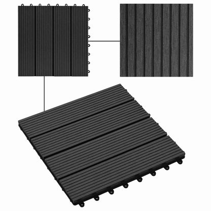 Decking Tile 30 x 30 cm WPC 22 pcs Black Stripe