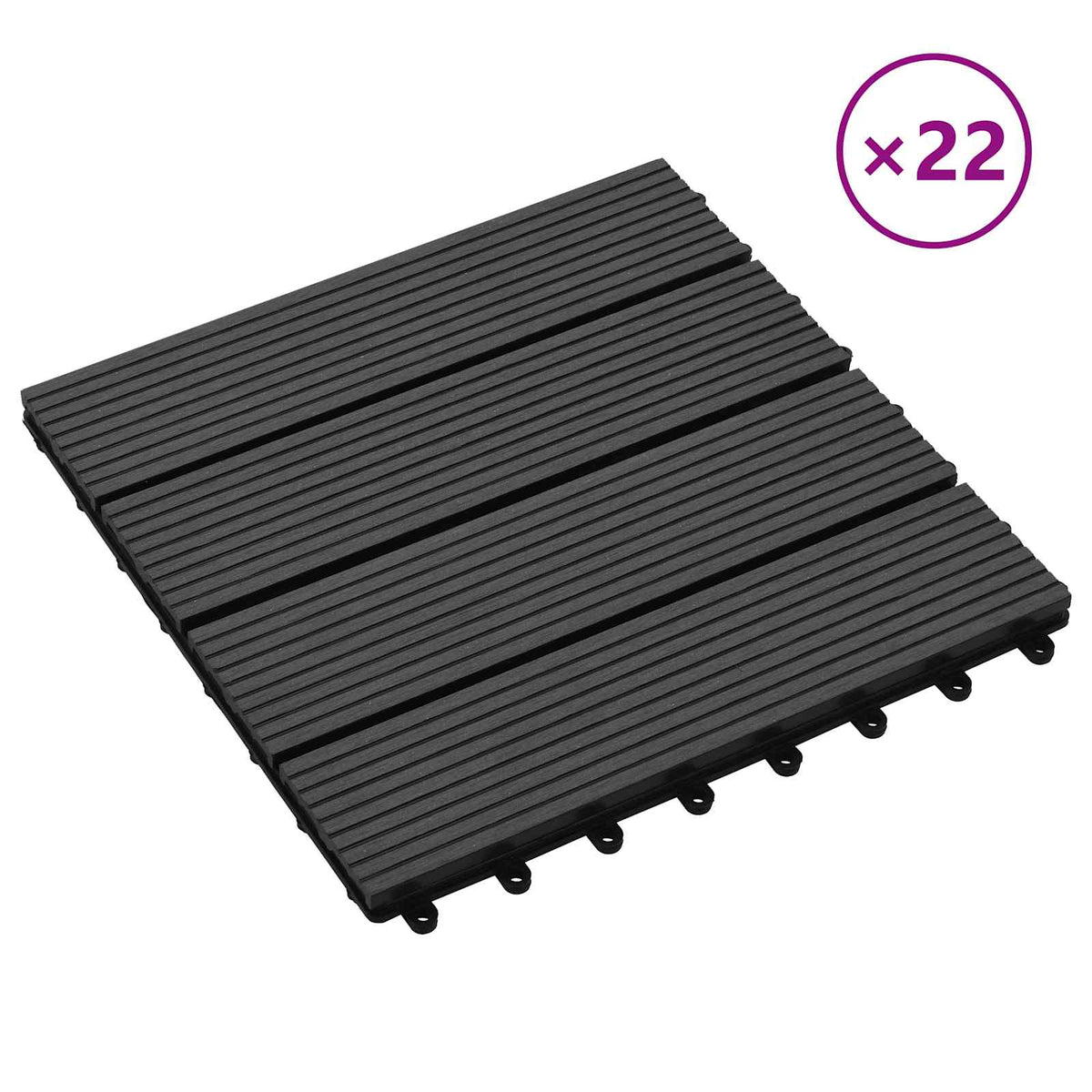 Decking Tile 30 x 30 cm WPC 22 pcs Black Stripe