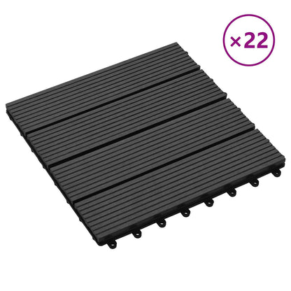 Decking Tile 30 x 30 cm WPC 22 pcs Black Stripe