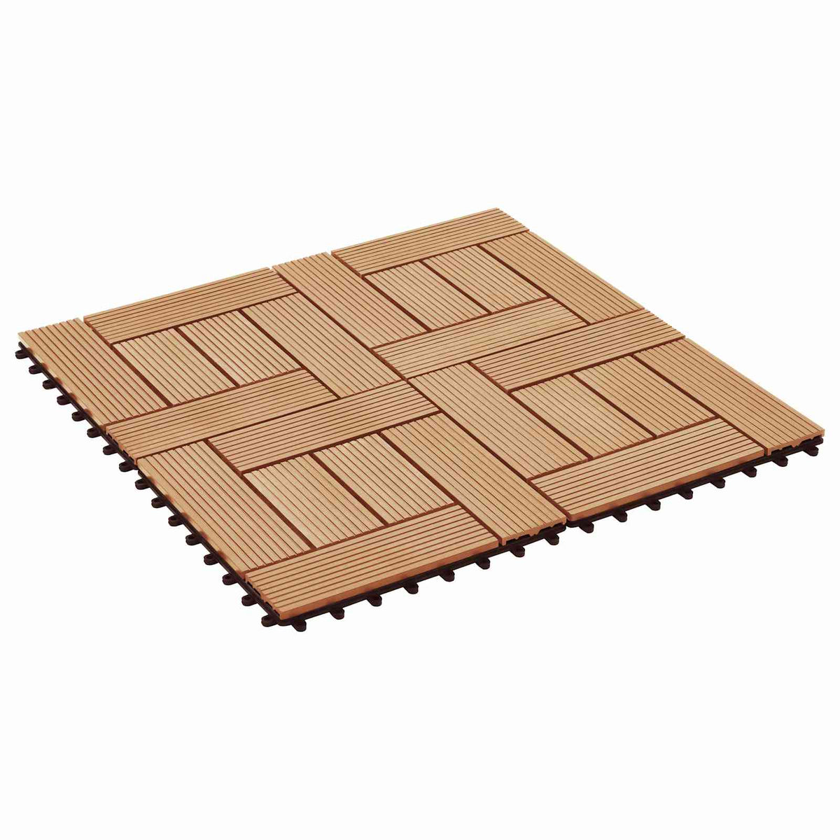 Decking Tile 30 x 30 cm WPC 22 pcs Teak colour Crosshatch