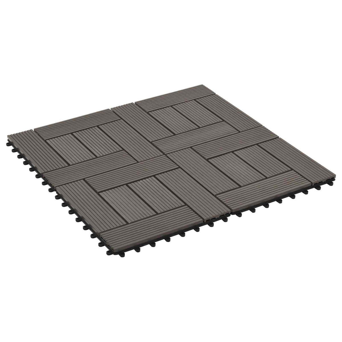 Decking Tile 30 x 30 cm WPC 22 pcs Dark brown Crosshatch