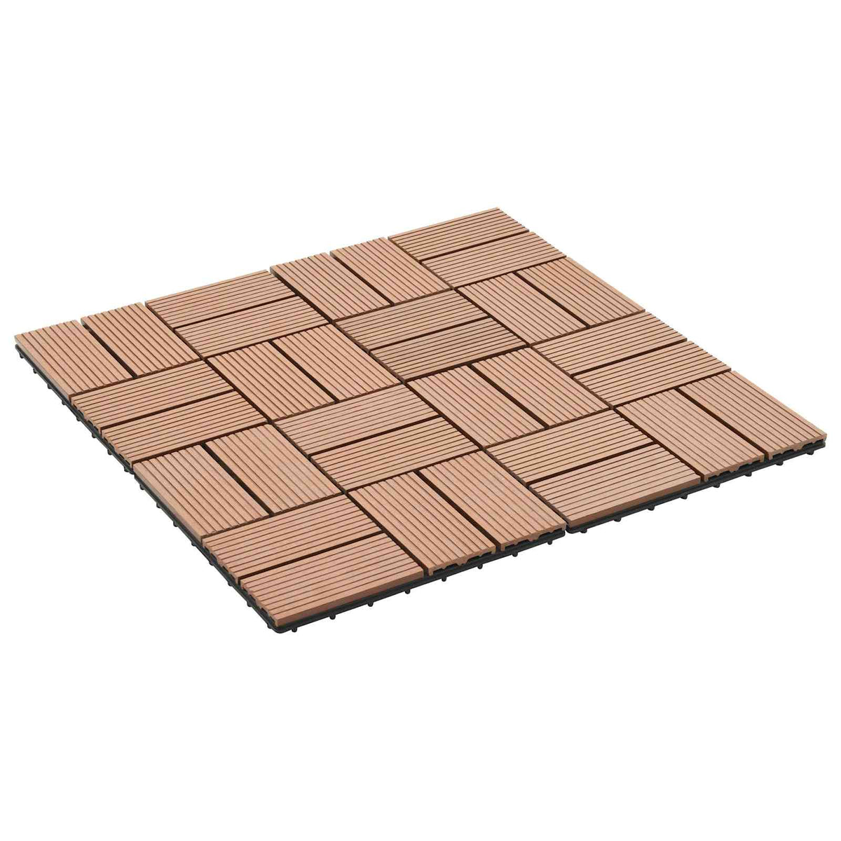 Decking Tile 30 x 30 cm WPC 22 pcs Brown Cross