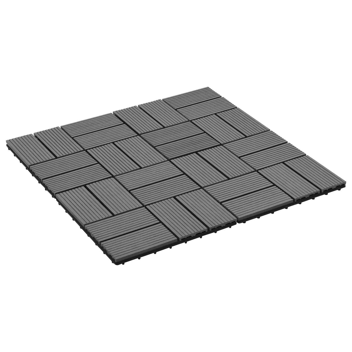 Decking Tile 30 x 30 cm WPC 22 pcs Grey Cross