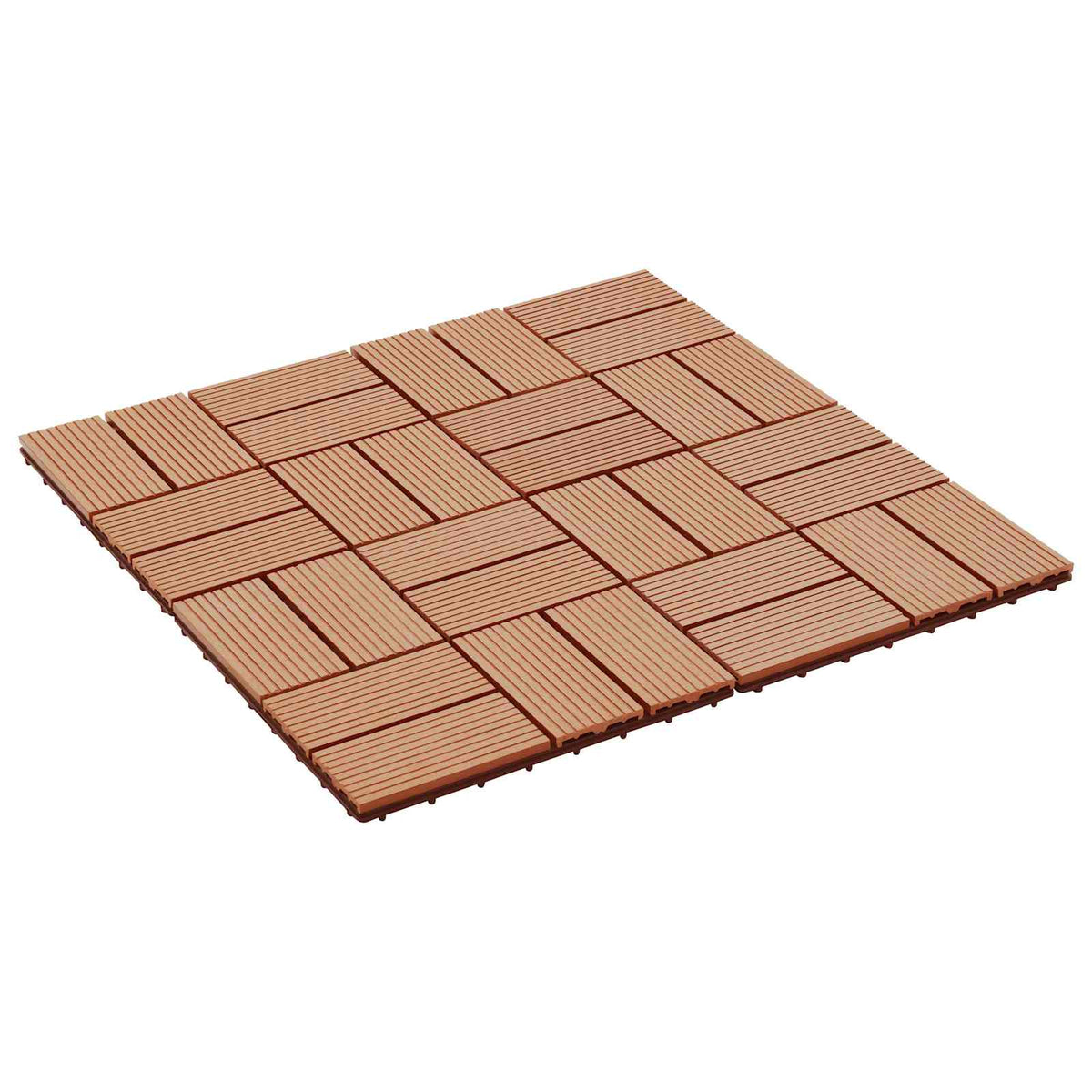 Decking Tile 30 x 30 cm WPC 22 pcs Teak colour Cross