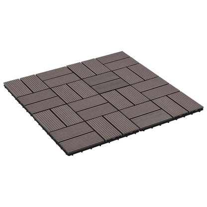 Decking Tile 30 x 30 cm WPC 22 pcs Dark brown Cross