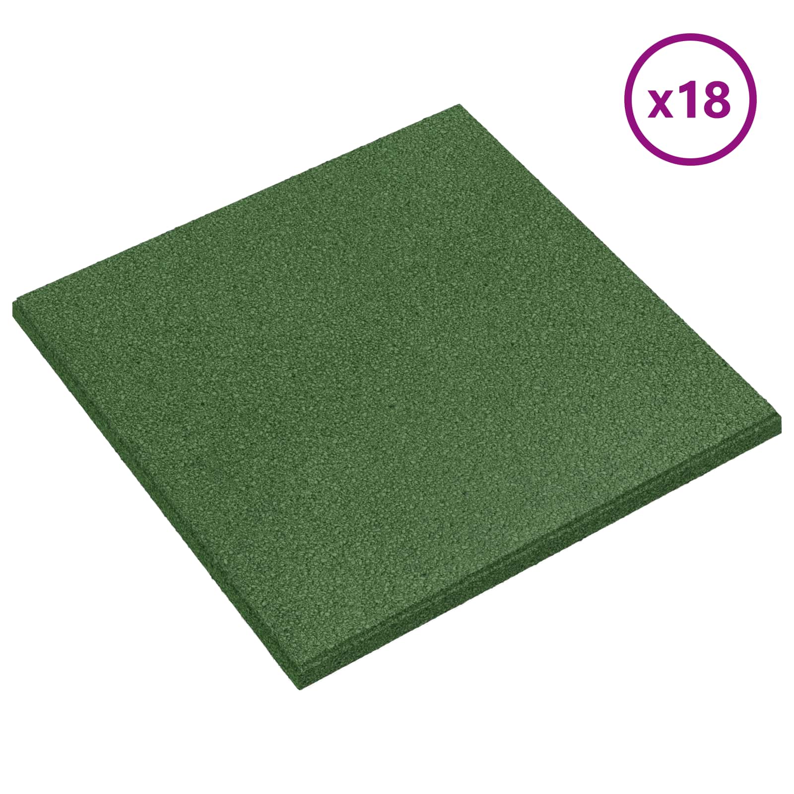vidaXL Fall Protection Tiles 18 pcs Green 50 x 50 cm Rubber 2