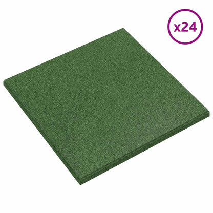 vidaXL Fall Protection Tiles 24 pcs Green 50 x 50 cm Rubber 2