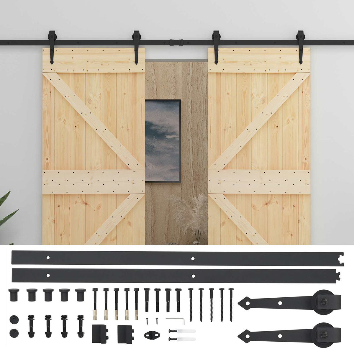 vidaXL Sliding Door 2 pcs 80 x 210 cm Solid Pine Wood 2