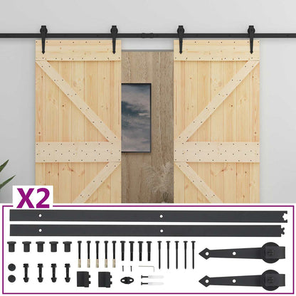 vidaXL Sliding Door 2 pcs 80 x 210 cm Solid Pine Wood 3