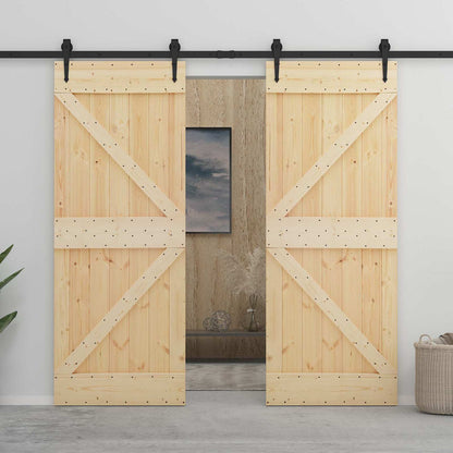 vidaXL Sliding Door 2 pcs 80 x 210 cm Solid Pine Wood 1