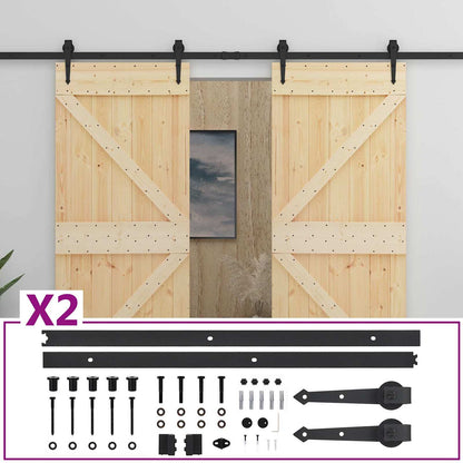 vidaXL Sliding Door 2 pcs 80 x 210 cm Solid Pine Wood 3