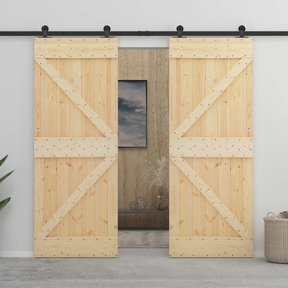 vidaXL Sliding Door 2 pcs 80 x 210 cm Solid Pine Wood 1