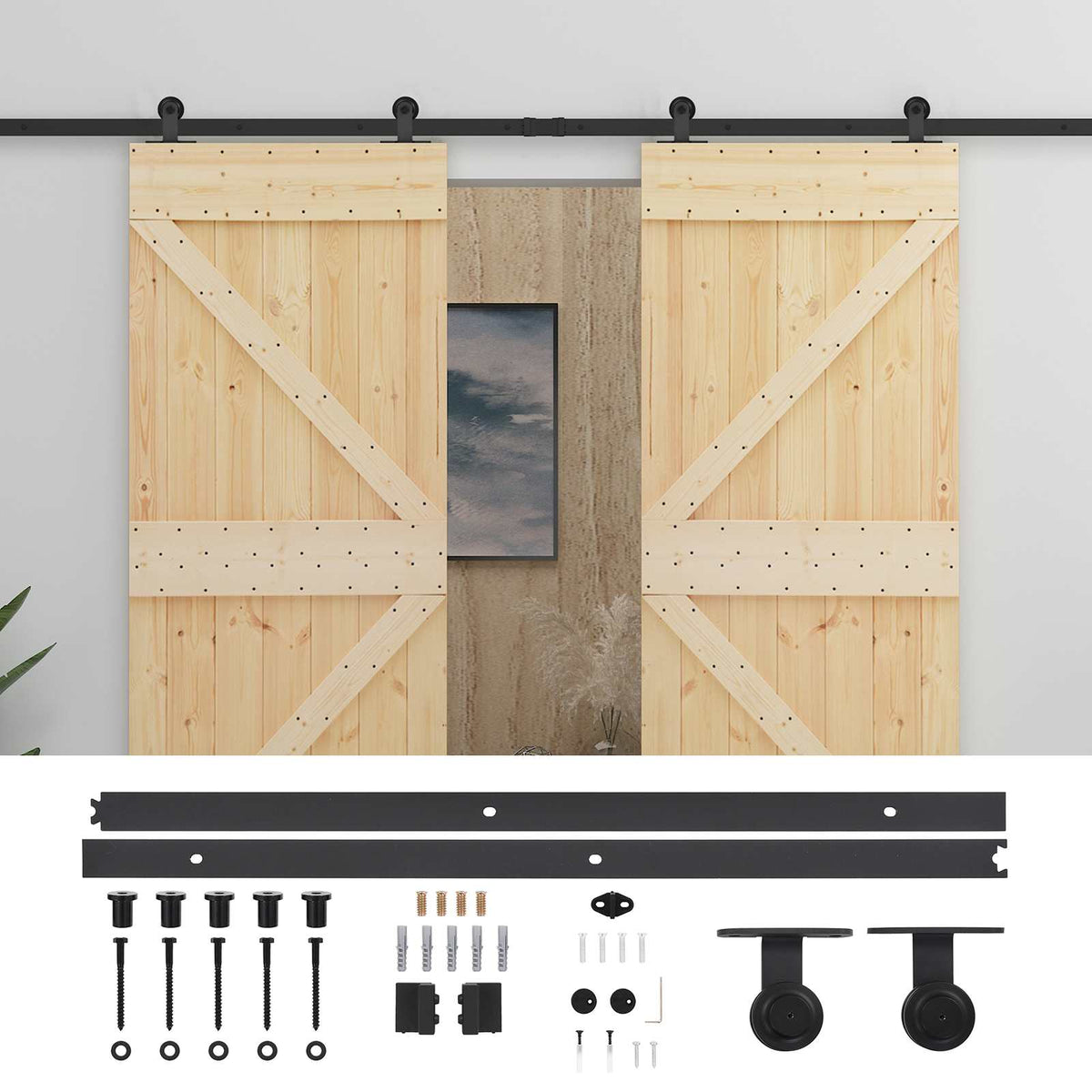 vidaXL Sliding Door 2 pcs 80 x 210 cm Solid Pine Wood 2