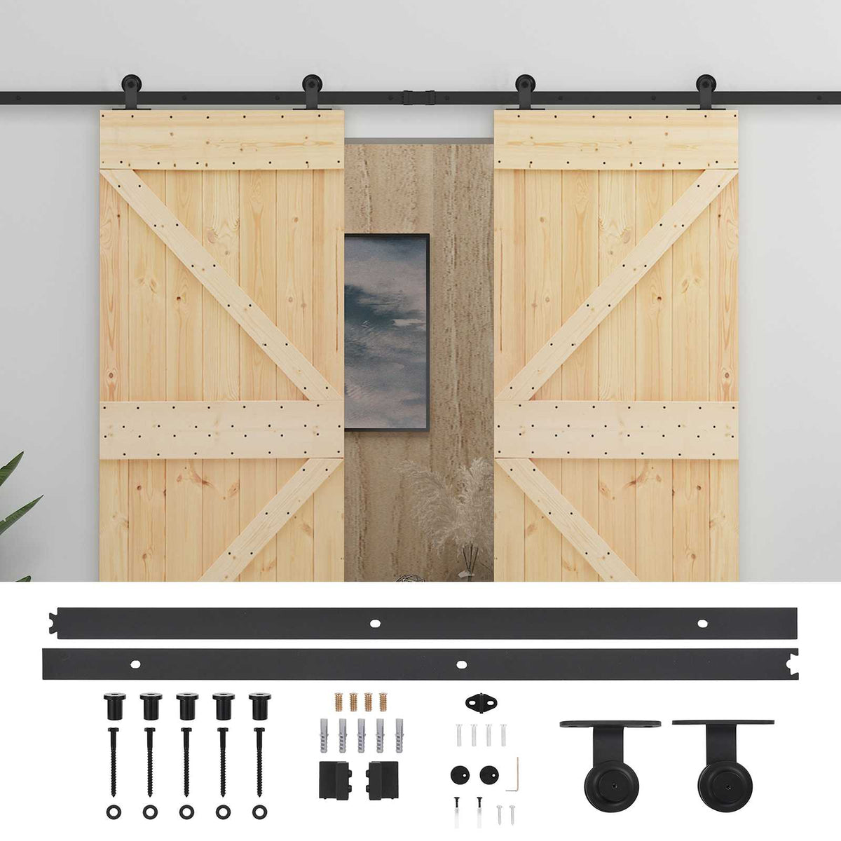 vidaXL Sliding Door 2 pcs 80 x 210 cm Solid Pine Wood 2