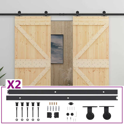 vidaXL Sliding Door 2 pcs 80 x 210 cm Solid Pine Wood 3