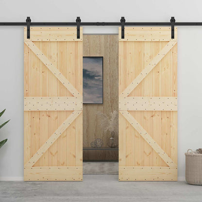 vidaXL Sliding Door 2 pcs 80 x 210 cm Solid Pine Wood 1