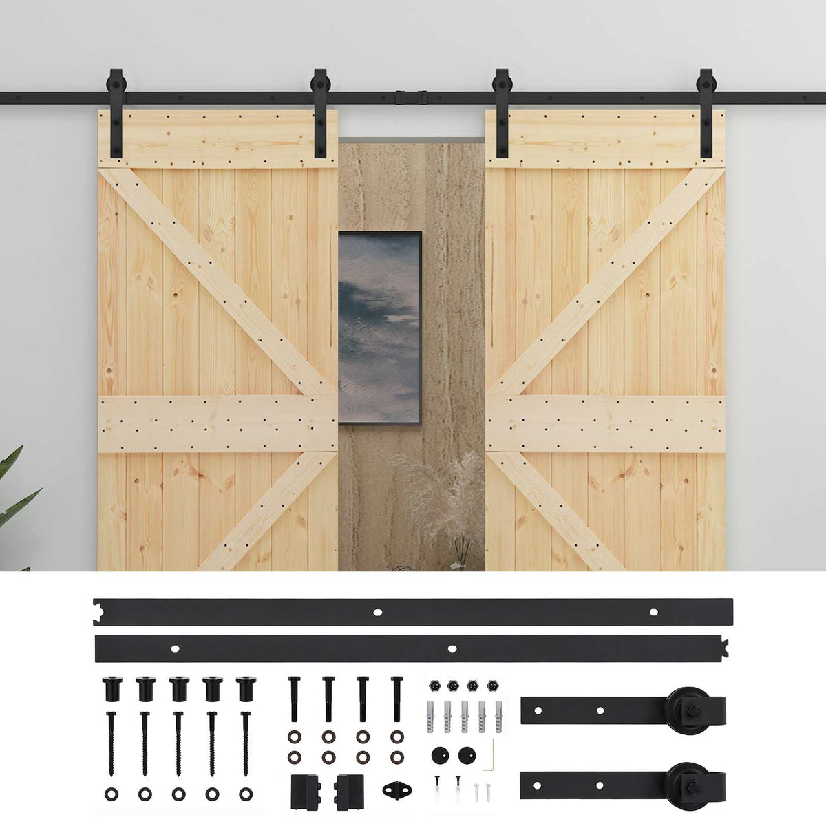 vidaXL Sliding Door 2 pcs 80 x 210 cm Solid Pine Wood 2