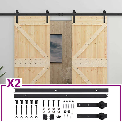 vidaXL Sliding Door 2 pcs 80 x 210 cm Solid Pine Wood 3