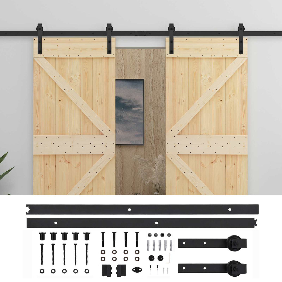 vidaXL Sliding Door 2 pcs 80 x 210 cm Solid Pine Wood 2