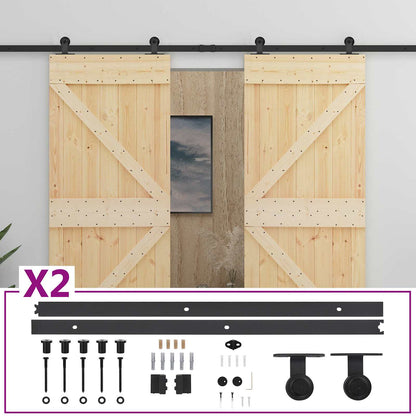 vidaXL Sliding Door 2 pcs 90 x 210 cm Solid Pine Wood 3