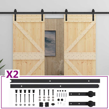 vidaXL Sliding Door 2 pcs 90 x 210 cm Solid Pine Wood 3