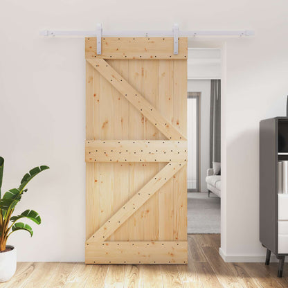 vidaXL Sliding Door 95 x 210 cm Solid Pine Wood (Untreated) 1