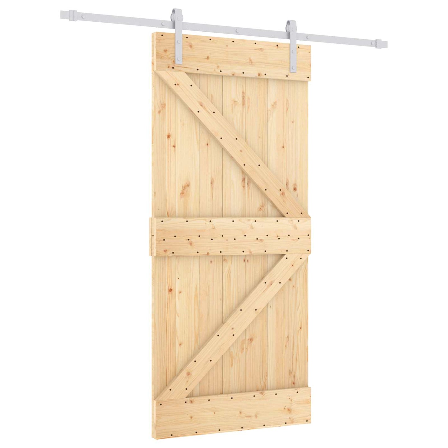 vidaXL Sliding Door 95 x 210 cm Solid Pine Wood (Untreated) 2