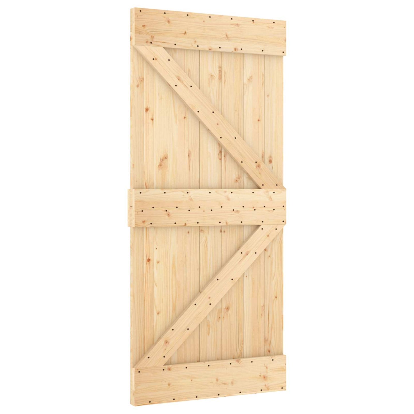 vidaXL Sliding Door 95 x 210 cm Solid Pine Wood (Untreated) 3