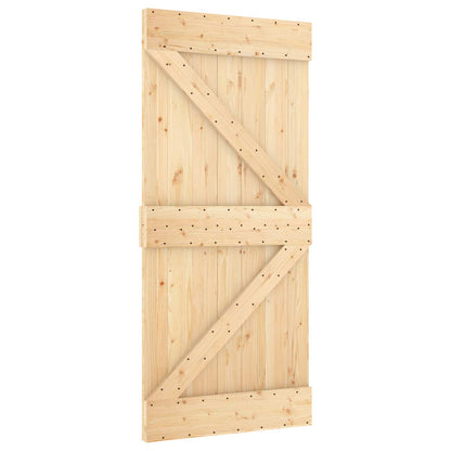 vidaXL Sliding Door 95 x 210 cm Solid Pine Wood (Untreated) 3