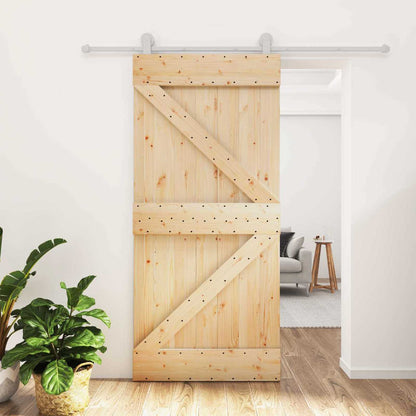 vidaXL Sliding Door 95 x 210 cm Solid Pine Wood (Untreated) 1