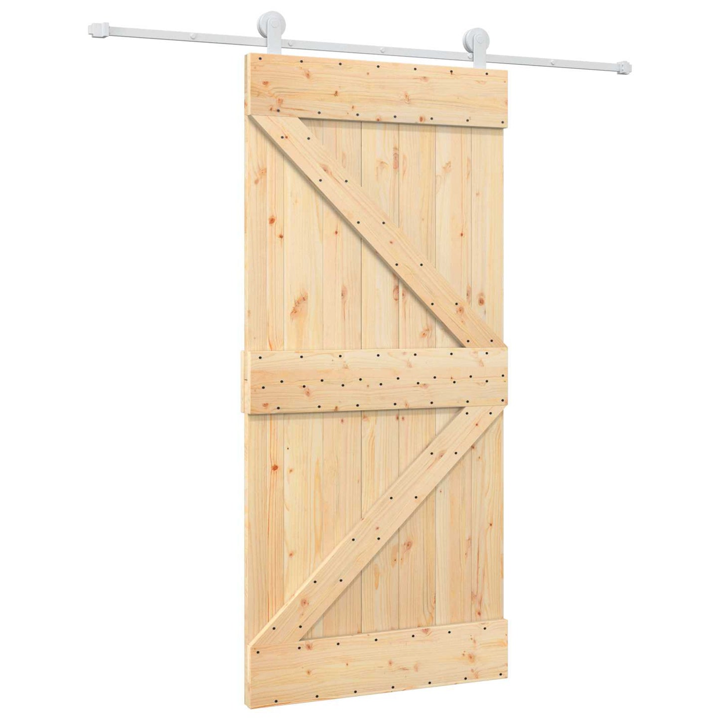vidaXL Sliding Door 95 x 210 cm Solid Pine Wood (Untreated) 2