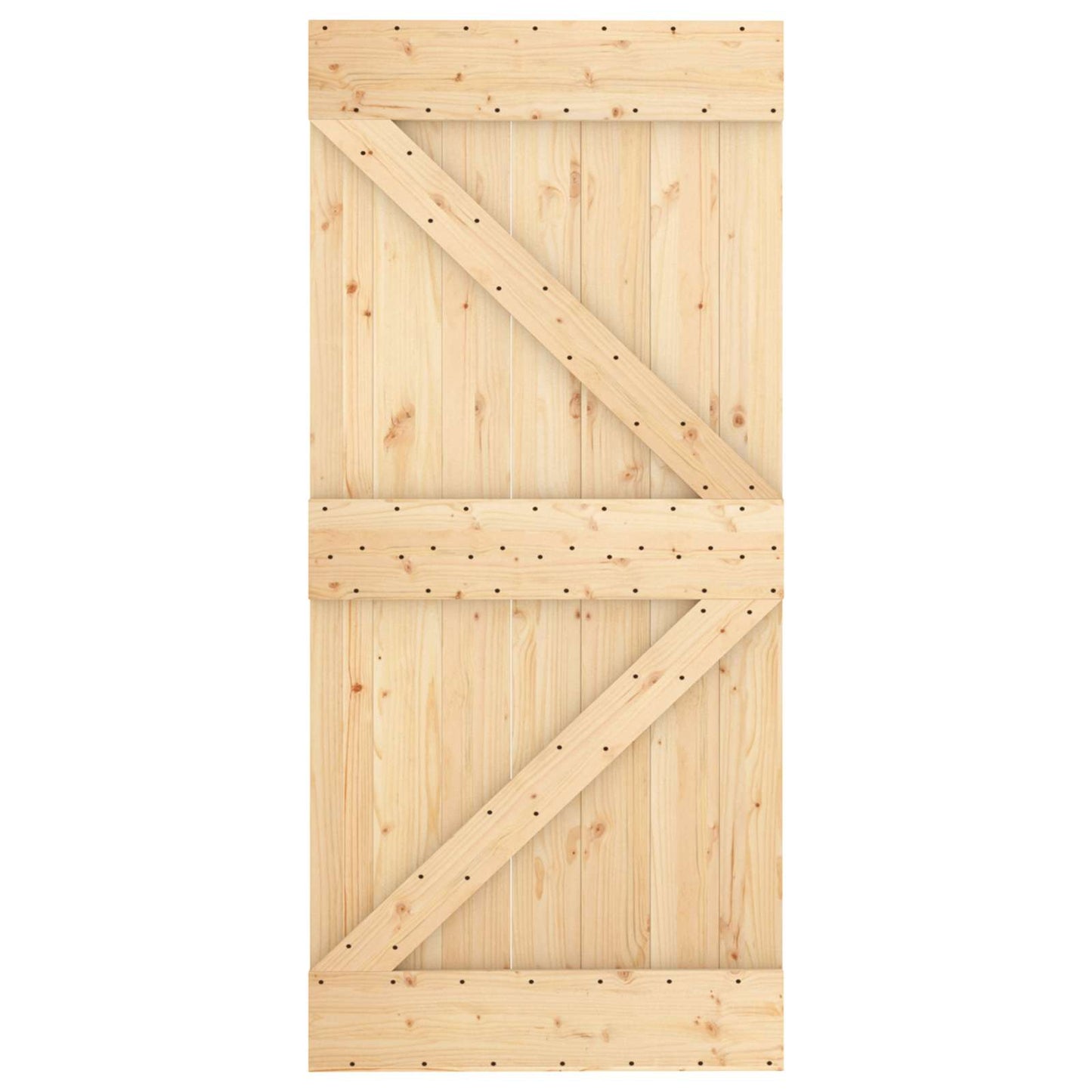 vidaXL Sliding Door Natural and Black 95 x 210 cm Solid Pine Wood 4