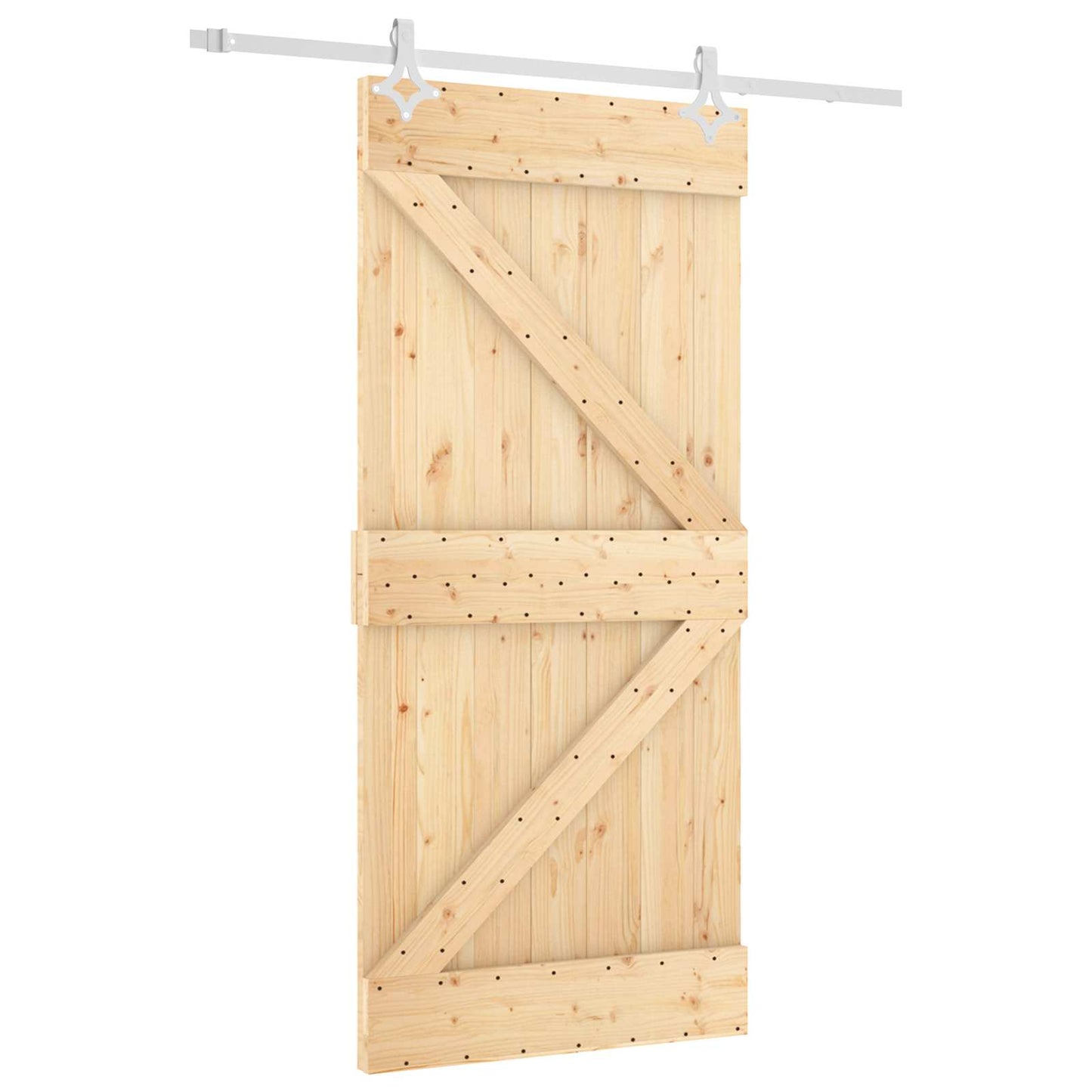 vidaXL Sliding Door 95 x 210 cm Solid Pine Wood (Untreated) 2