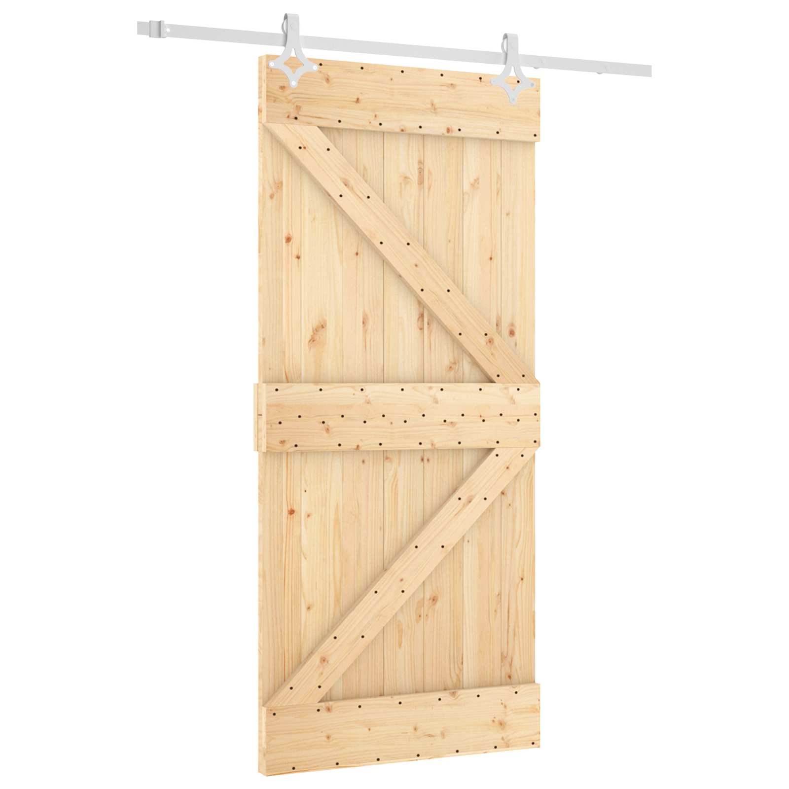 vidaXL Sliding Door 95 x 210 cm Solid Pine Wood (Untreated) 2