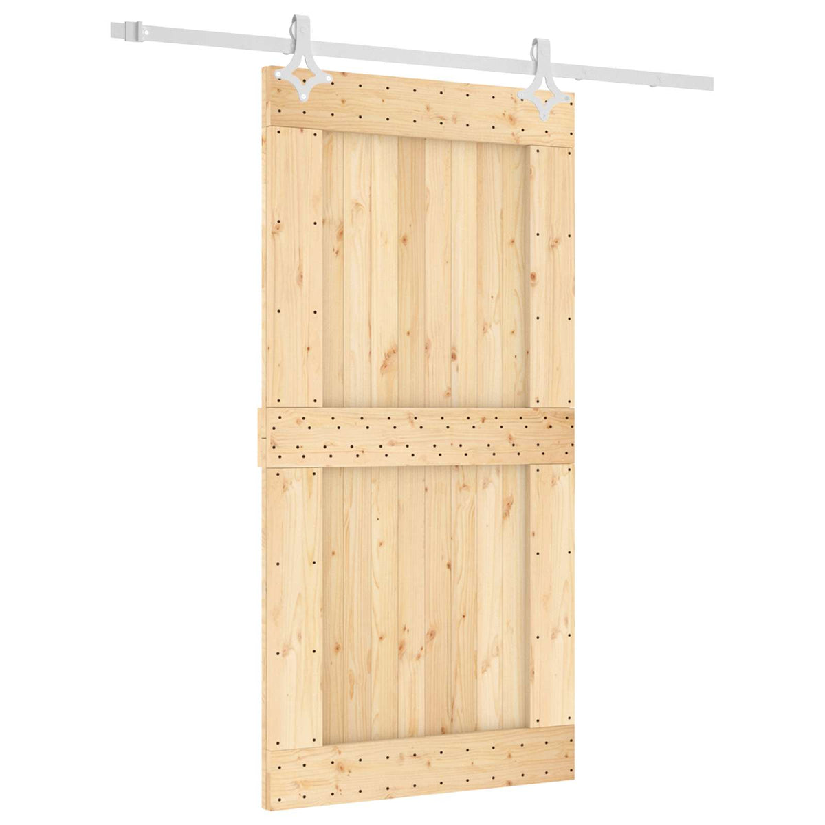 vidaXL Sliding Door Natural and White 100 x 210 cm Solid Pine Wood 2